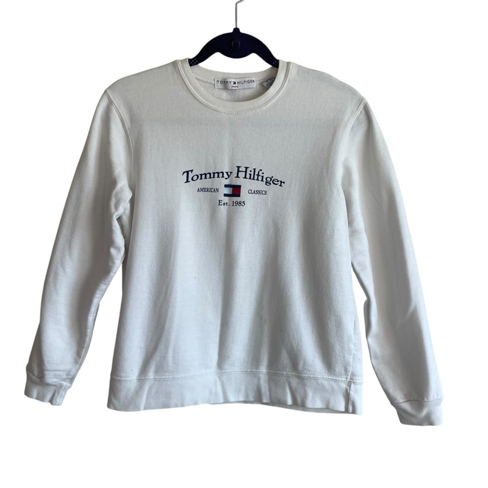 Vintage 2002 Tommy Hilfiger Logo Crewneck Sweatshirt White Small